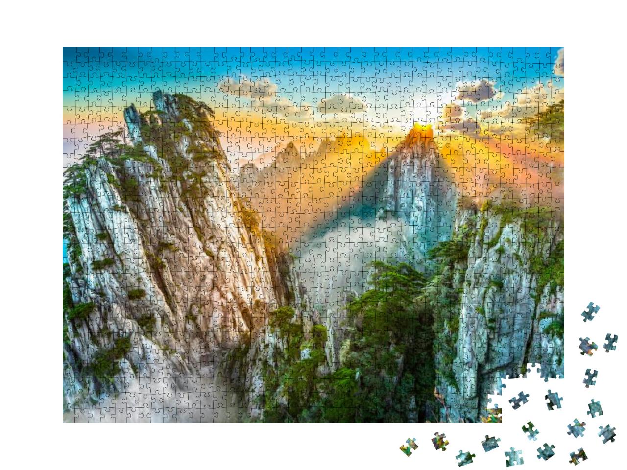 Landscape of Mount Huangshan Yellow Mountains. UNESCO Wor... Jigsaw Puzzle with 1000 pieces