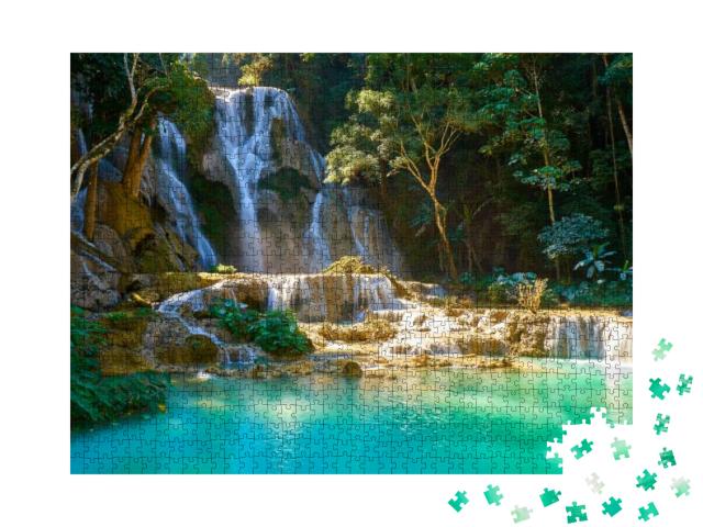 Kuang Si Waterfalls in Luang Probang Laos... Jigsaw Puzzle with 1000 pieces