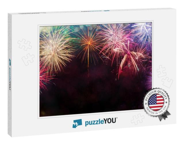 Abstract Colored Firework Background with Free Space for... Jigsaw Puzzle