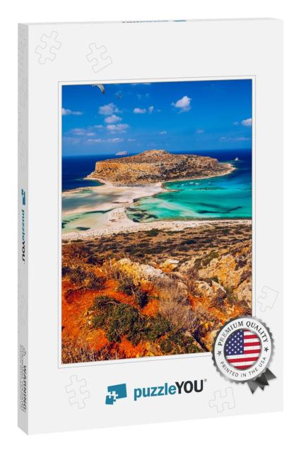 Balos Lagoon & GramvoUSA Island on Crete with Seagulls Fly... Jigsaw Puzzle