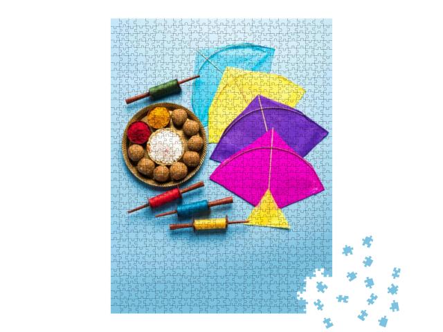 Til Gul or Sweet Sesame Laddu with Miniature Fikri & Kite... Jigsaw Puzzle with 1000 pieces