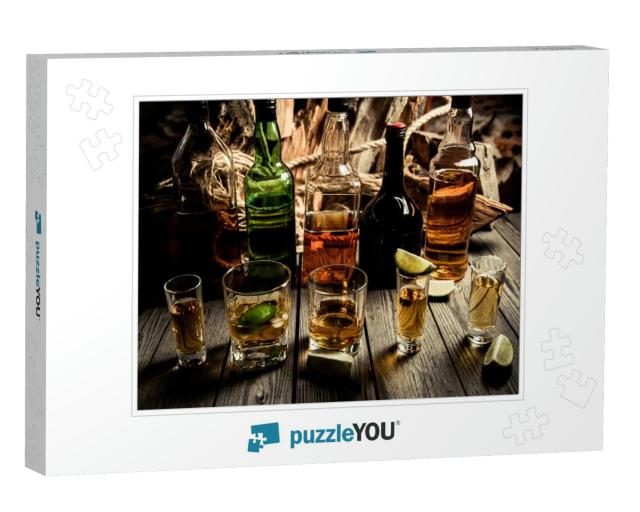 A Lot of Alcohol, Whiskey, Tequila, Bourbon, Brandy, Rum... Jigsaw Puzzle