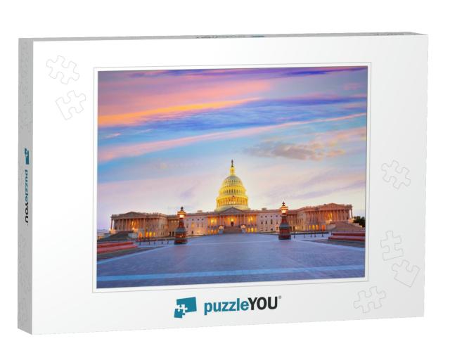 Capitol Building Washington Dc Sunset At Us Congress Usa... Jigsaw Puzzle