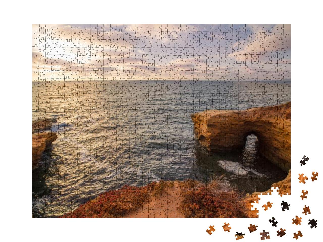 Sunset At Sunset Cliffs, San Diego, California... Jigsaw Puzzle with 1000 pieces