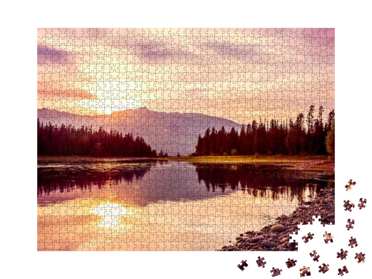 Grand Teton Mountain Range At Sunset, Jackson Lake, Grand... Jigsaw Puzzle with 1000 pieces