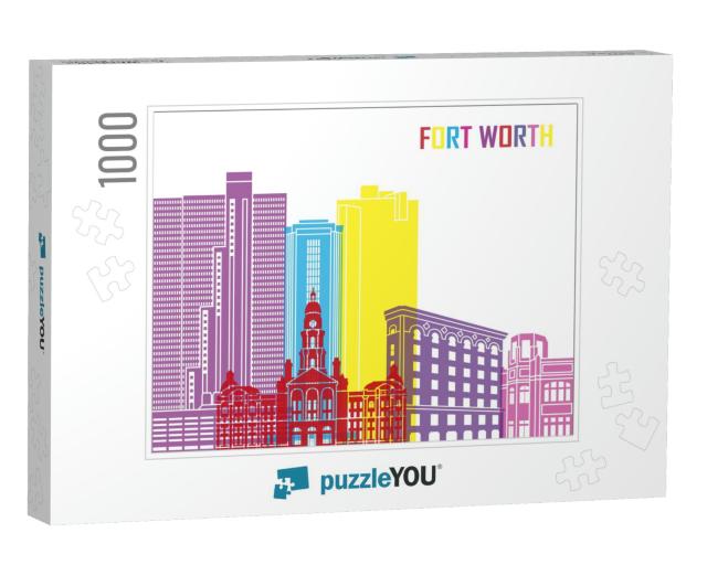 Fort Worth Skyline Pop in Editable Vector File... Jigsaw Puzzle with 1000 pieces