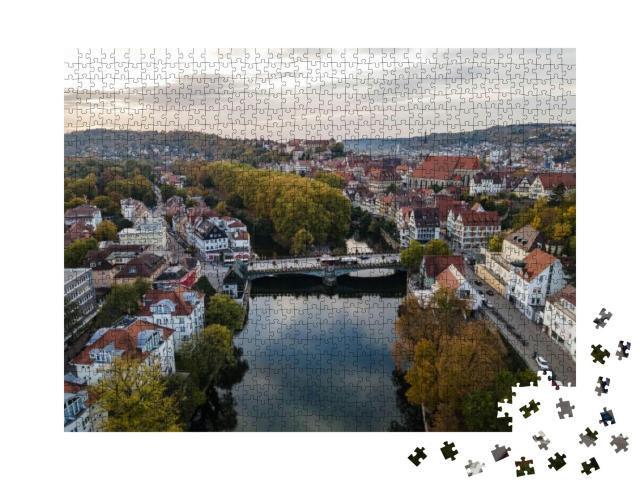 Aerial Picture of City Center of Tuebingen, Reflection of... Jigsaw Puzzle with 1000 pieces