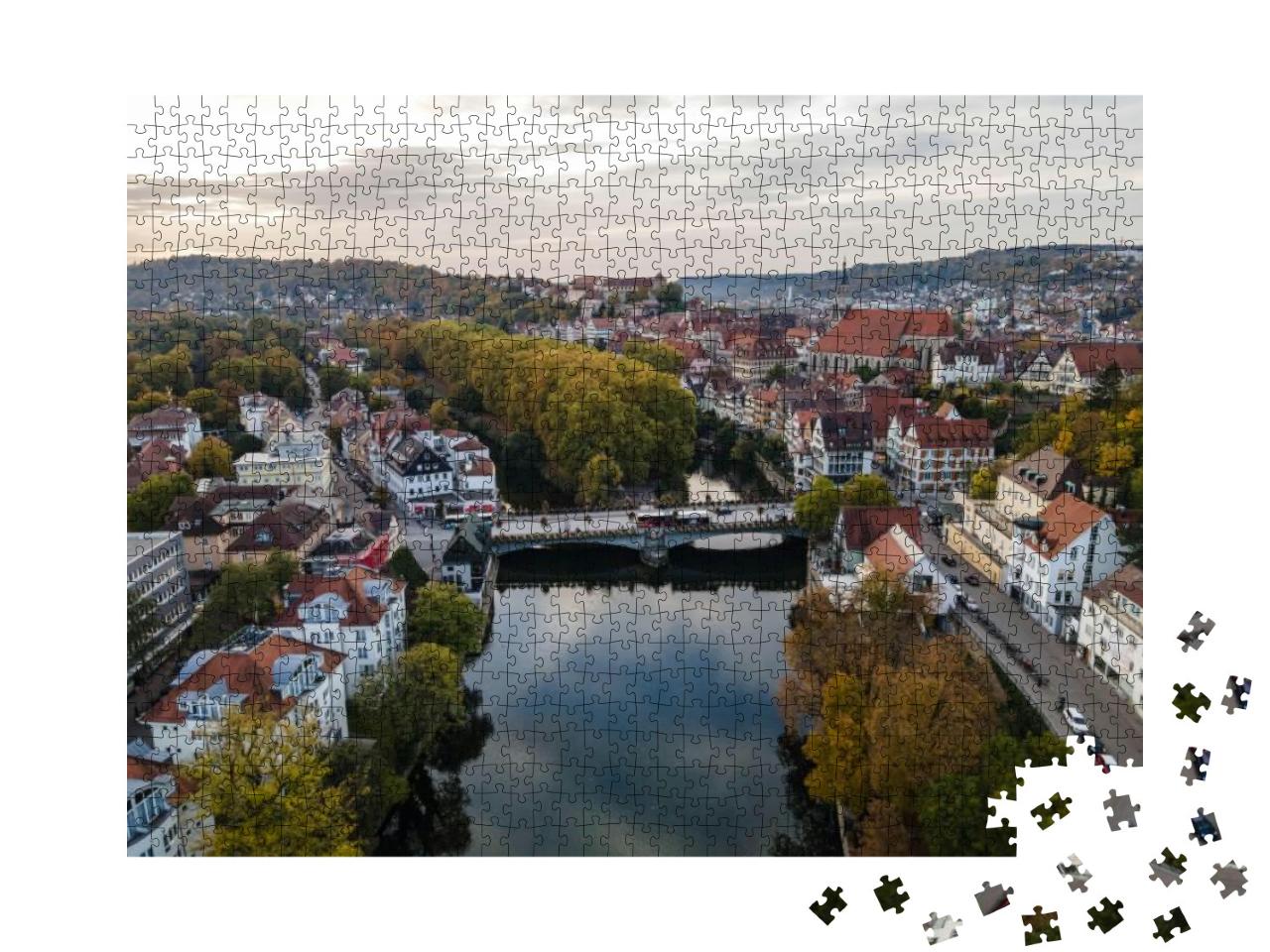 Aerial Picture of City Center of Tuebingen, Reflection of... Jigsaw Puzzle with 1000 pieces