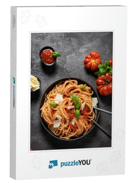 Traditional Italian Pasta with Tomato Sauce, Basil & Chee... Jigsaw Puzzle
