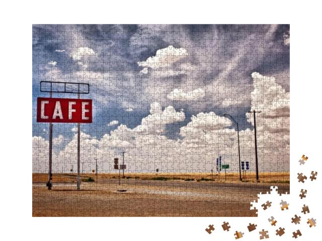 Cafe Sign Along Historic Route 66 in Texas... Jigsaw Puzzle with 1000 pieces