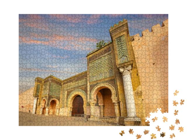 Ancient Gate & Walls of Bab El-Mansour in Meknes. Morocco... Jigsaw Puzzle with 1000 pieces
