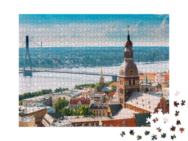 Riga, Latvia. Riga Cityscape in Sunny Summer Day. Famous... Jigsaw Puzzle with 1000 pieces