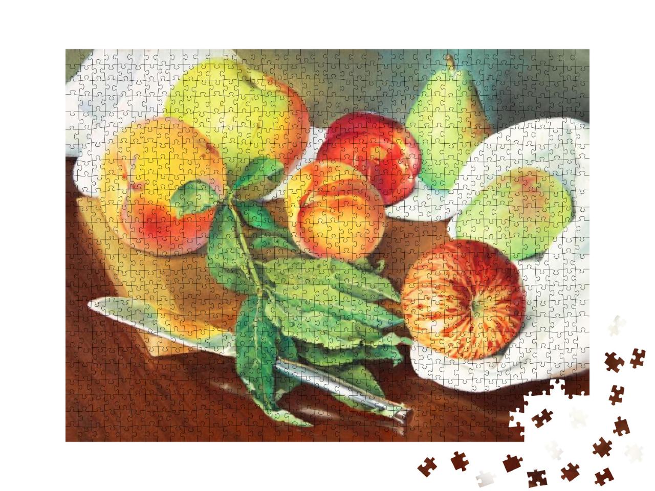 Peach & Apples Still Life Oil... Jigsaw Puzzle with 1000 pieces