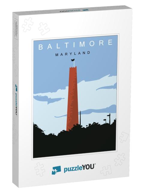 Baltimore Modern Vector Poster. Baltimore, Maryland Lands... Jigsaw Puzzle