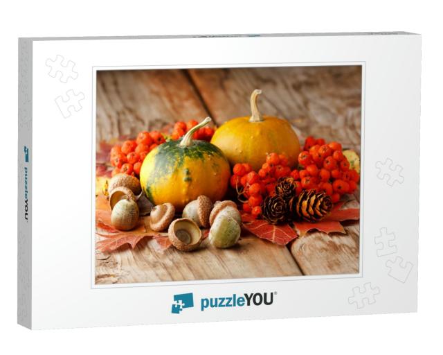 Harvested Pumpkins with Fall Leaves... Jigsaw Puzzle