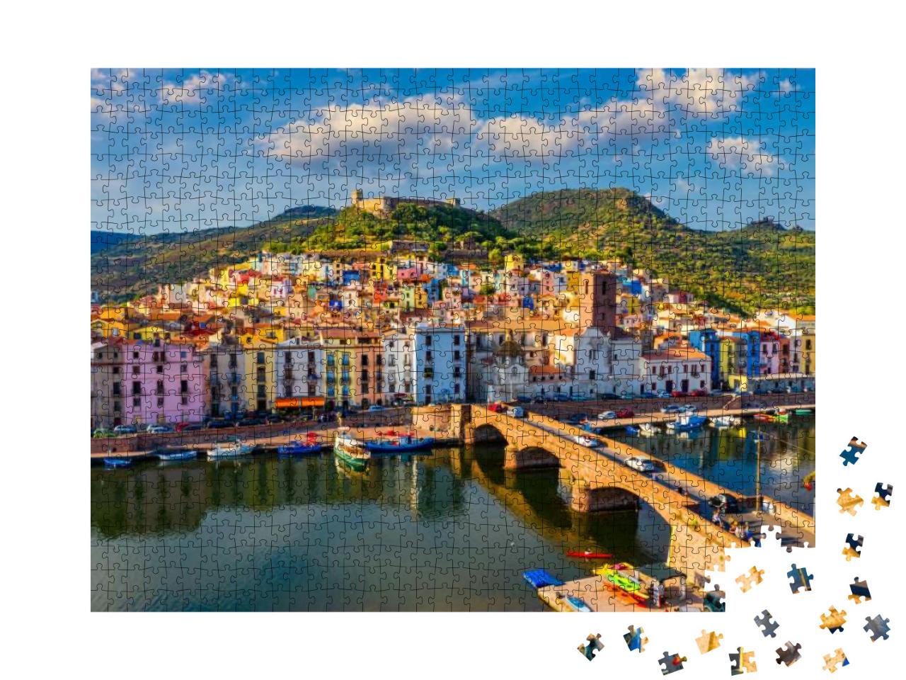 Aerial View of the Beautiful Village of Bosa with Colored... Jigsaw Puzzle with 1000 pieces