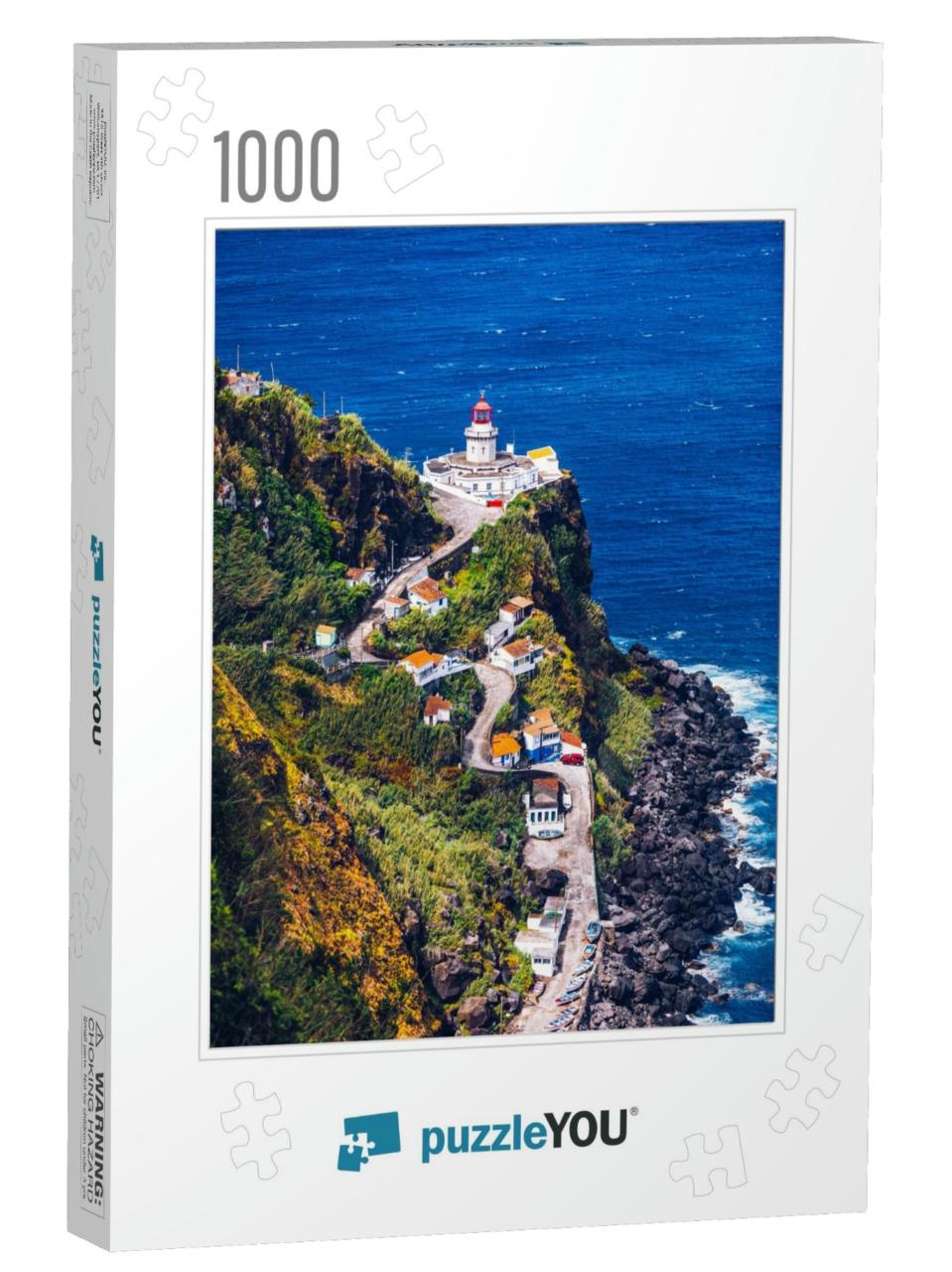 Dramatic View Down to Lighthouse on Ponta Do Arnel, Norde... Jigsaw Puzzle with 1000 pieces