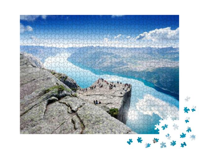Cliff Preikestolen At Fjord Lysefjord - Norway - Nature &... Jigsaw Puzzle with 1000 pieces