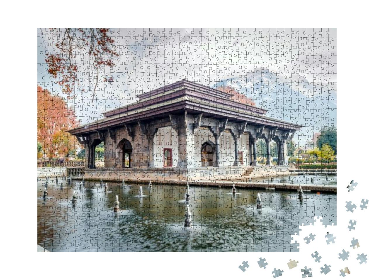 Mughal Heritage Building with Snow Covered Zabarwan Mount... Jigsaw Puzzle with 1000 pieces