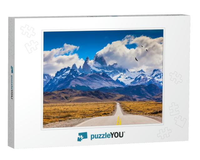 The Highway Crosses the Patagonia & Leads to Snow-Capped... Jigsaw Puzzle
