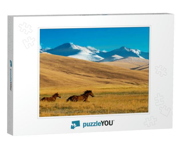 Horses in the Assy Plateau, Near Almaty, Kazakhstan... Jigsaw Puzzle