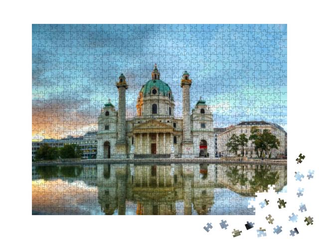 Karlskirche in Vienna, Austria in the Morning At Sunrise... Jigsaw Puzzle with 1000 pieces