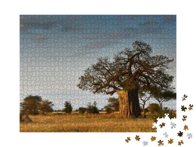 African Landscape with a Big Baobab Tree... Jigsaw Puzzle with 1000 pieces