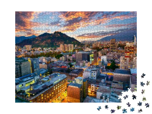 Santiago De Chile Downtown After Sunset, Chile... Jigsaw Puzzle with 1000 pieces