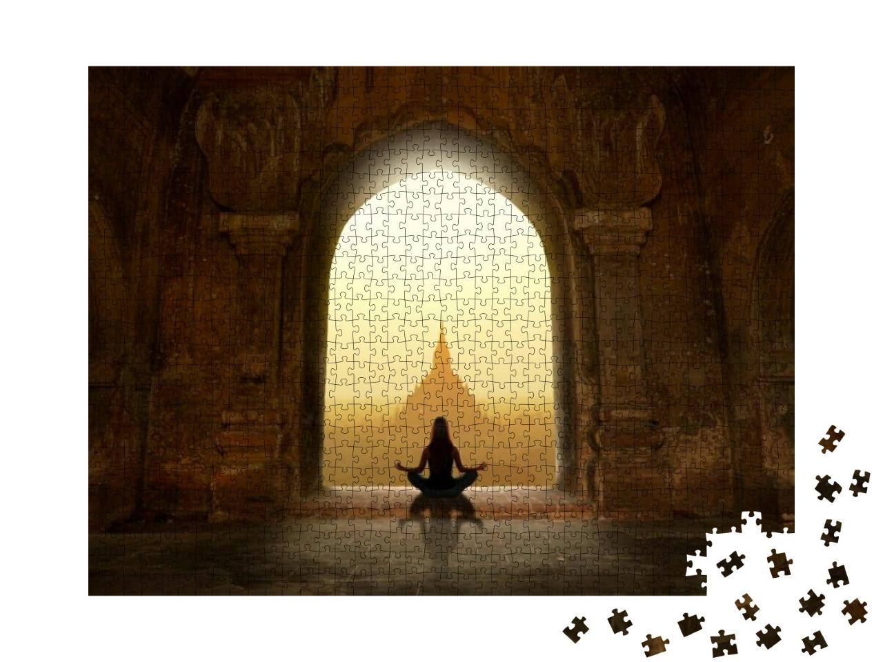 Woman with Yoga Pose in Buddhist Temple... Jigsaw Puzzle with 1000 pieces