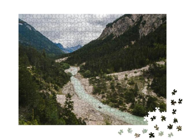 View of the Isar River Close to Scharnitz Village, Austri... Jigsaw Puzzle with 1000 pieces