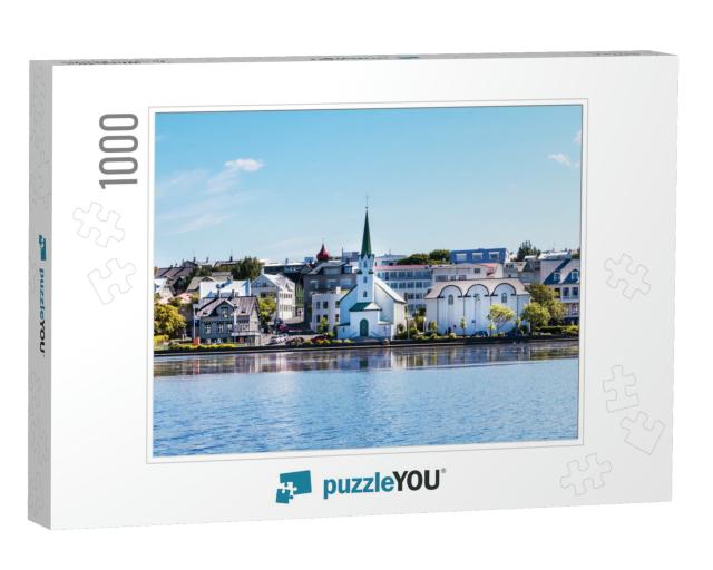 Reykjavik, Iceland City Scape - Lake Quay in City Center... Jigsaw Puzzle with 1000 pieces