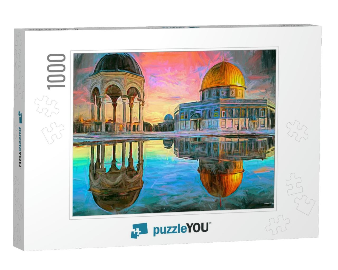 Painting. Jerusalem, Israel Dome of the Rock. the Islamic... Jigsaw Puzzle with 1000 pieces