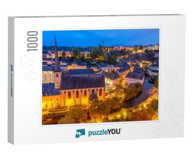 Alzette River Bend with Saint Jean Du Grund Cathedral & R... Jigsaw Puzzle with 1000 pieces