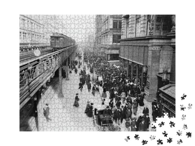 New York City's Sixth Avenue Crowded with Shoppers in 190... Jigsaw Puzzle with 1000 pieces