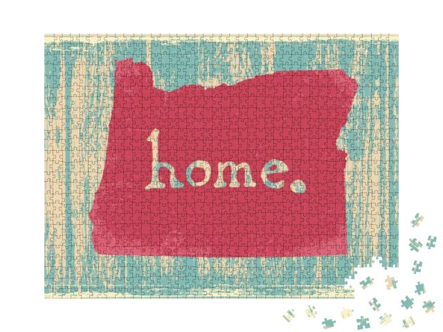 Oregon Nostalgic Rustic Vintage State Vector Sign... Jigsaw Puzzle with 1000 pieces