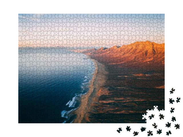 Aerial View Panorama of Cofete Beach Valley in Fuertevent... Jigsaw Puzzle with 1000 pieces