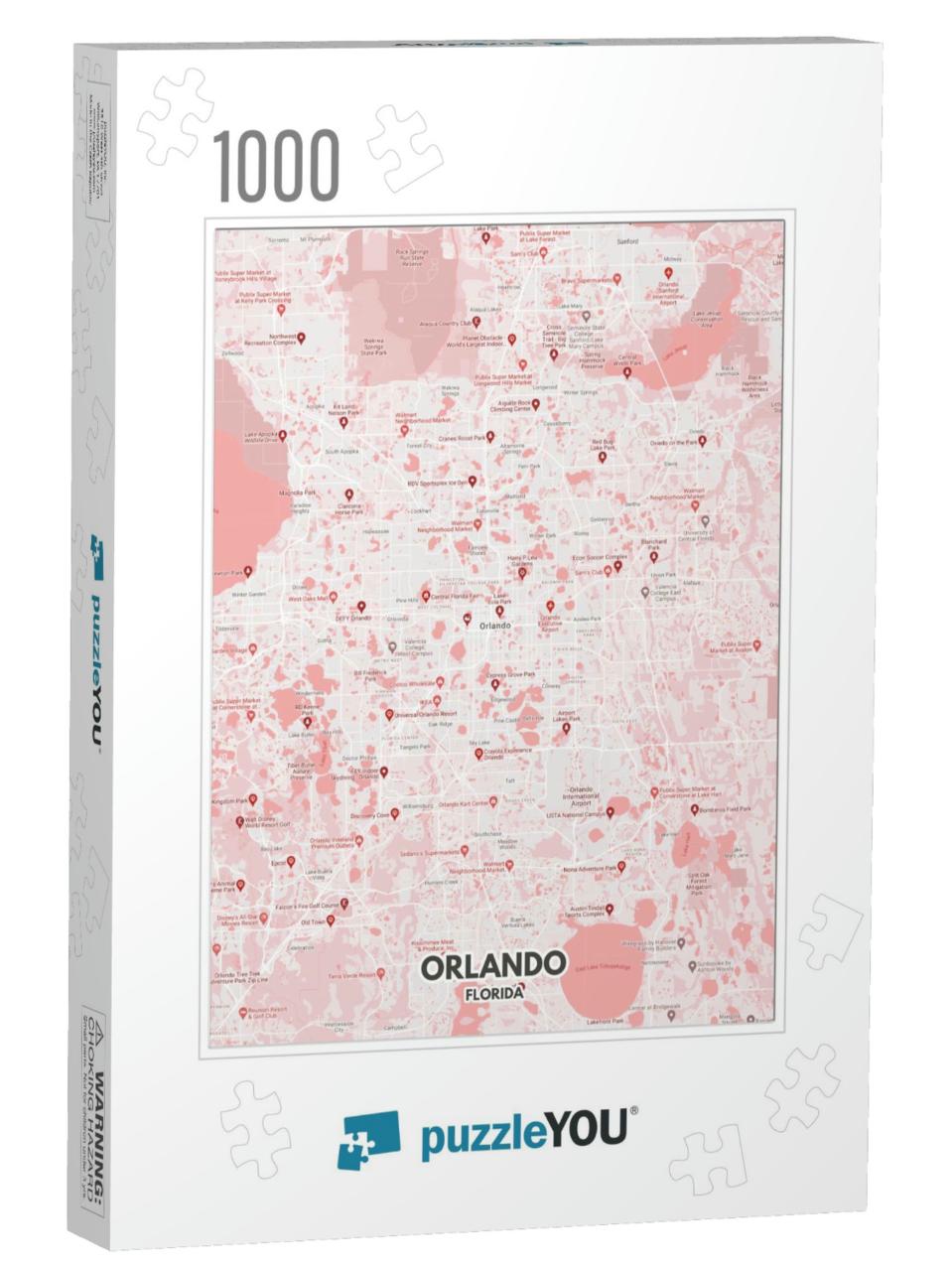 Poster Orlando - Florida Map. Road Map. Illustration of O... Jigsaw Puzzle with 1000 pieces