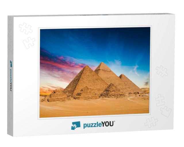 Great Pyramids of Giza, Egypt, At Sunset... Jigsaw Puzzle