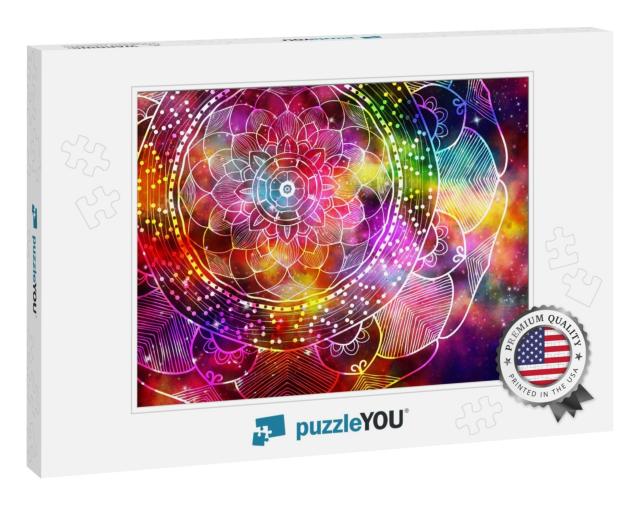 Abstract Ancient Geometric with Star Field & Colorful Gal... Jigsaw Puzzle