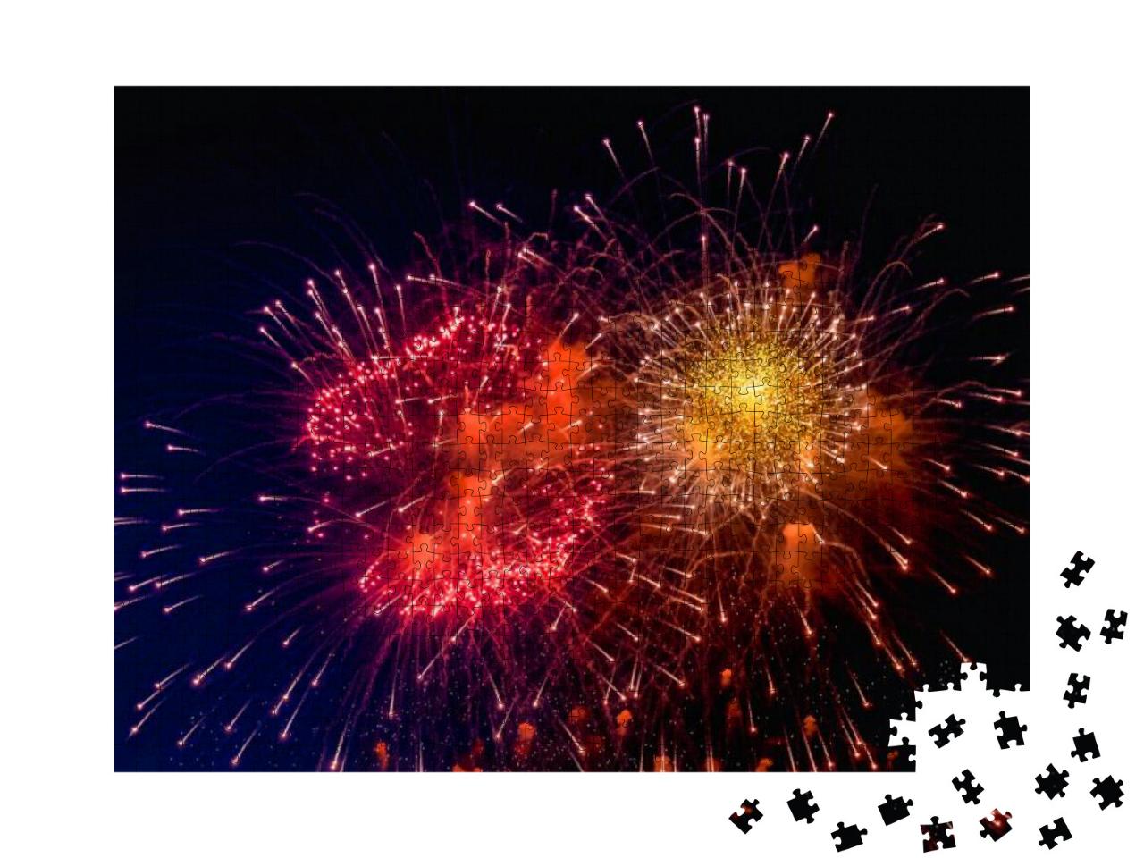 Holiday Fireworks Backgrounds with Sparks, Colored Stars... Jigsaw Puzzle with 1000 pieces