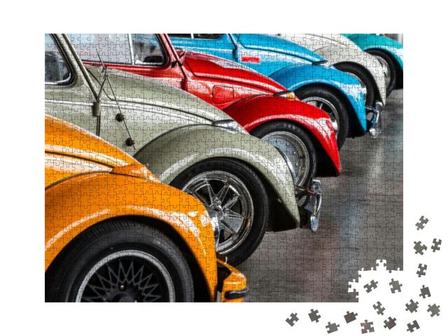 Retro Vintage Car Various Colors Exhibited... Jigsaw Puzzle with 1000 pieces