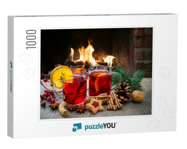 Delicious Mulled Wine with Christmas Decoration At Romant... Jigsaw Puzzle with 1000 pieces