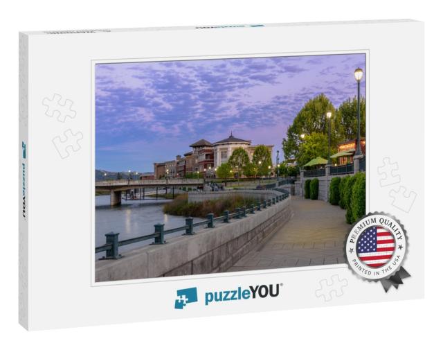Evening Night Napa City Riverside Walkway... Jigsaw Puzzle