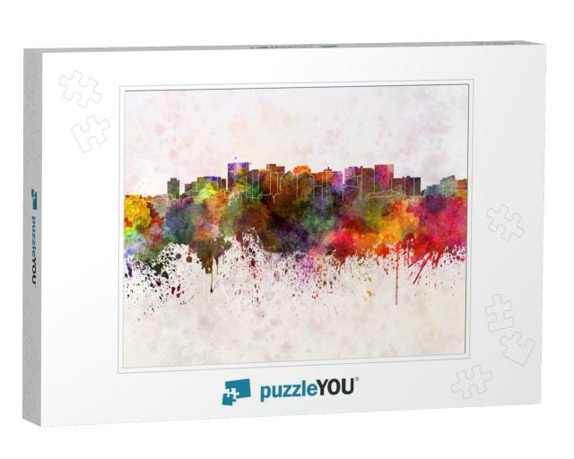 Oakland Skyline in Watercolor Background... Jigsaw Puzzle