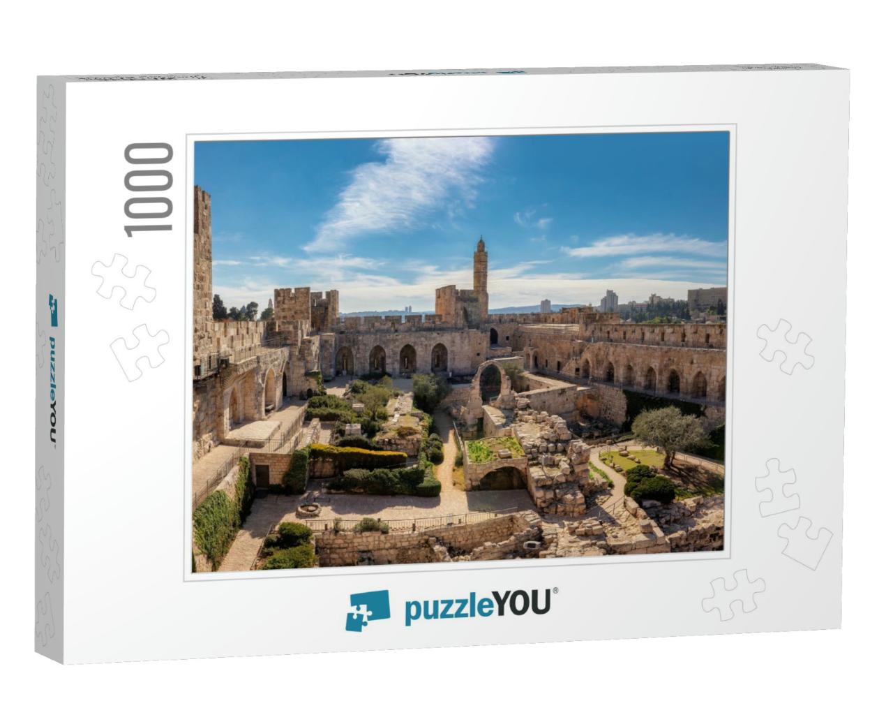Panorama of David's Tower in Old City of Jerusalem with V... Jigsaw Puzzle with 1000 pieces