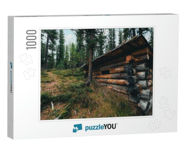 Wide-Angle Autumn Shot in a Deep Conifer Taiga Forest of... Jigsaw Puzzle with 1000 pieces