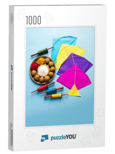Til Gul or Sweet Sesame Laddu with Miniature Fikri & Kite... Jigsaw Puzzle with 1000 pieces