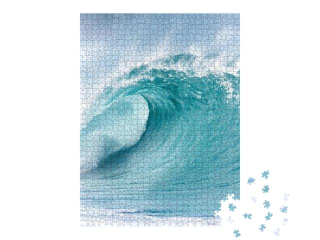 Beautiful Deep Blue Tube Wave in the Ocean... Jigsaw Puzzle with 1000 pieces