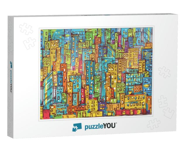 Cityscape Hand Drawn Vector Illustration... Jigsaw Puzzle