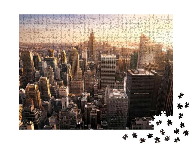 New York City Skyline with Urban Skyscrapers At Sunset, U... Jigsaw Puzzle with 1000 pieces